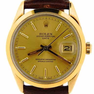 Mens Rolex 14K Gold Shell Date Watch Champagne Dial Model Ref. 15505 (SKU 8103469NBRNBMT)