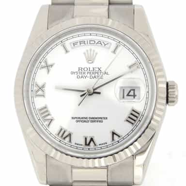 Mens Rolex 18K Gold Day-Date President White Roman 118239 (SKU F745919MT)