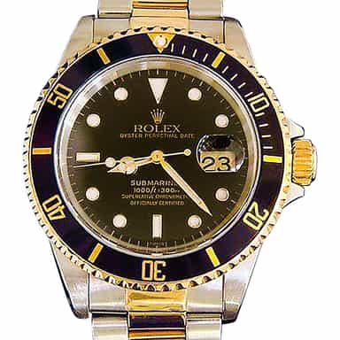 Mens Rolex Two-Tone Submariner Watch 16613 Black (SKU E524519BCMT)