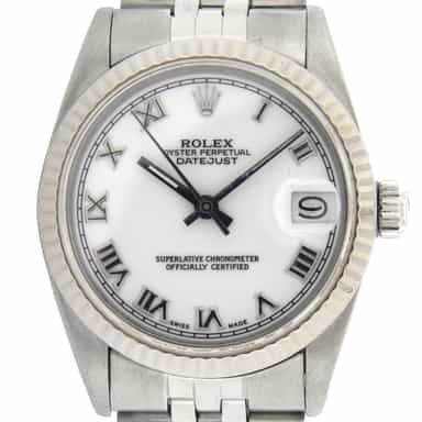 Mid Size Rolex Stainless Steel Datejust White Roman 68274 (SKU 8250906MT)