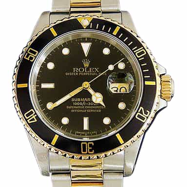 Mens Rolex Two-Tone 18K/SS Submariner Black  16613 (SKU N311752BCMT)