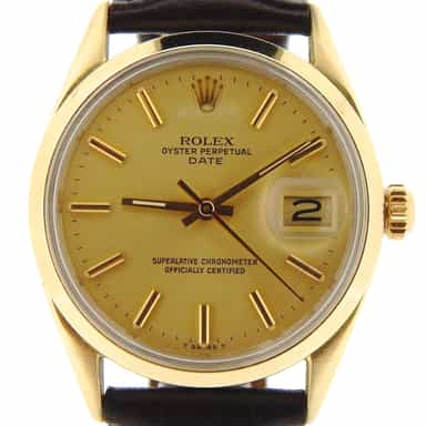 Mens Rolex 14K Gold Shell Date Champagne 1550 (SKU 5997466NBMT)