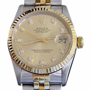 Mid Size Rolex Two-Tone 18K/SS Datejust Champagne Diamond 68273 (SKU L765621MT)