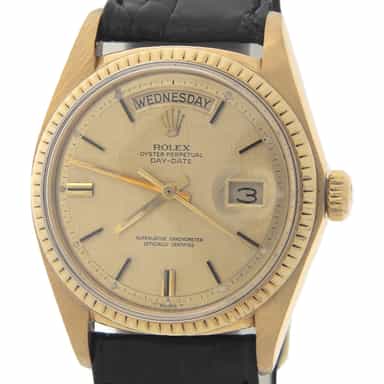 Mens Rolex 18K Gold Day-Date Watch with Gold Linen Dial 1803 (SKU 3594606NMT)