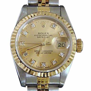 Ladies Rolex Two-Tone 18K/SS Datejust Champagne Diamond 69173 (SKU S183197MT)