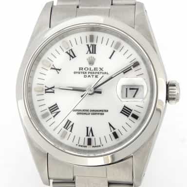 Mens Rolex Stainless Steel Date White Roman 15200 (SKU L495933MT)