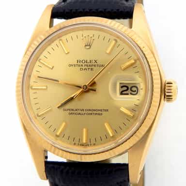Mens Rolex 18K Yellow Gold Date Champagne 1503 (SKU 929563BLAMT)
