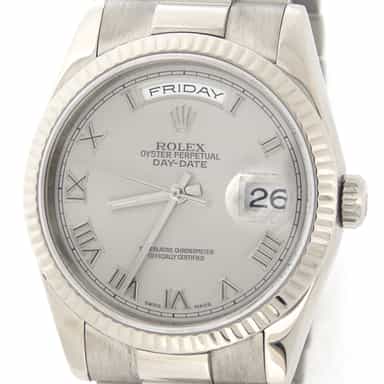 Mens Rolex 18K Gold Day-Date President Silver Roman 118239 (SKU 118239SRMT)