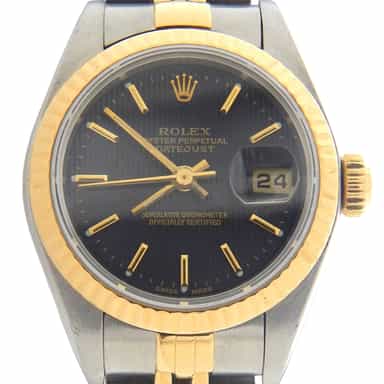 Ladies Rolex Two-Tone 18K/SS Datejust Black Tapestry  (SKU K439992bamt)
