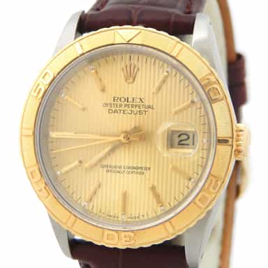 Mens Rolex Two-Tone Datejust Turn-O-Graph Brown Strap 16263 (SKU L864189BRAMT)
