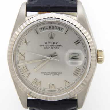 Mens Rolex 18K Day Date Watch 18039 with Silver Roman Dial(SKU 5812319AMT)
