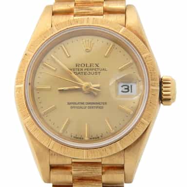 Ladies Rolex 18K Yellow Gold Datejust President Bark 69278 (SKU 9508053AMT)
