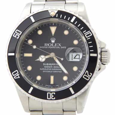 Mens Rolex Black Stainless Steel Submariner Patina 16610 (SKU L232407AMT)