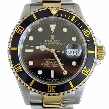 Mens Rolex Two-Tone 18K/SS Submariner Black  16613 (SKU P740192MT)