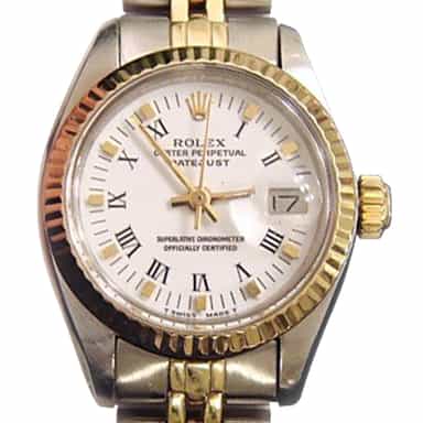 Ladies Rolex Two-Tone 18K/SS Datejust White Roman 69173 (SKU 672AMT)