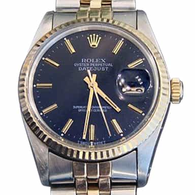 Mens Rolex Two-Tone Datejust Black 16013 (SKU B851MT)