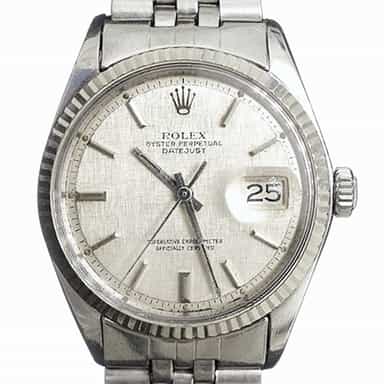 Mens Rolex Stainless Steel Datejust Silver Linen 1601 (SKU 203AMT)