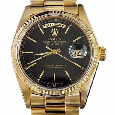 Mens Rolex 18K Gold Day-Date President Black 18038 (SKU B5536253MT)
