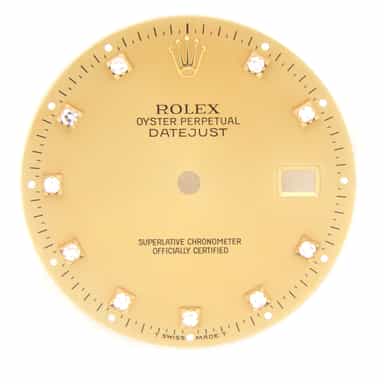 Pre Owned Mens Rolex Gold Champagne Datejust Factory Diamond Dial (SKU DIAL0005)