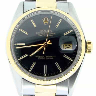 Mens Rolex Two-Tone Datejust Black 16013 (SKU B5908500NMT)