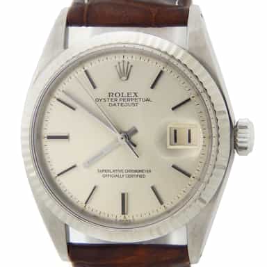 Mens Rolex Stainless Steel Datejust Watch with Silver Dial 1601 (SKU 1085536AMT)