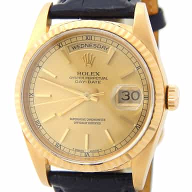 Mens Rolex 18K Gold Day-Date Watch 18238 (SKU 18238CHLEAMT)