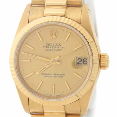 Mid Size Rolex 18K Yellow Gold Datejust President Champagne  68278 (SKU 8328963AMT)