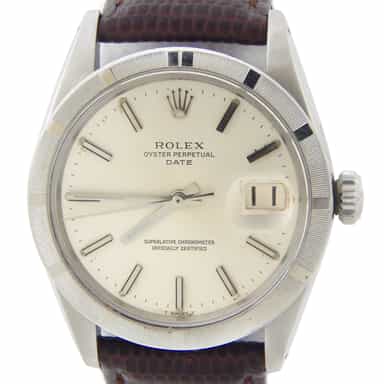 Vintage 1501 Mens Rolex Stainless Steel Date Watch with Brown Strap (SKU 762667LBRAMT)