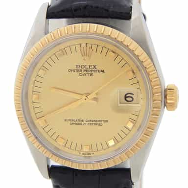 Mens Rolex Two-Tone Date Watch Champagne Dial 1505 (SKU 2247002AMT)