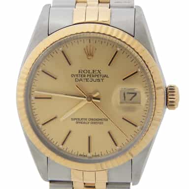 Mens Rolex Two-Tone Datejust Watch 16013 with Champagne Dial (SKU R331180AMT)