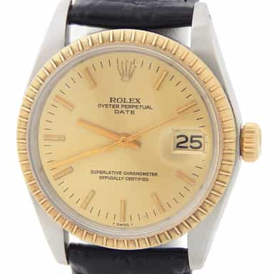 Mens Rolex Two-Tone 14K/SS Date Watch 1505 Champagne Dial (SKU 3647495BLKAMT)