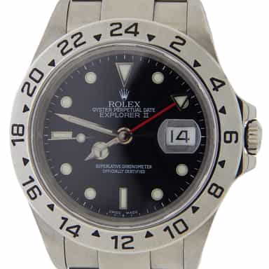 Mens Rolex 16570 Stainless Steel Explorer II Watch with Black Dial (SKU P209258AMT)