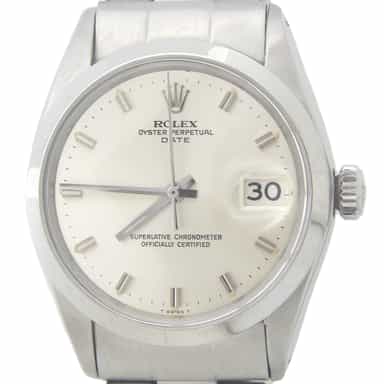 Mens Rolex Stainless Steel Date Model 1500 Watch with Silver Dial (SKU 2161091AMT)