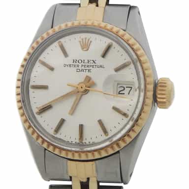 Vintage Rolex Date Ladies 2Tone Yellow Gold Steel Watch Jubilee Silver 6517 (SKU 1650942AMT)