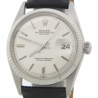 Mens Rolex Stainless Steel Datejust Watch Silver Linen Dial 1601 (SKU 3331925BLAMT)
