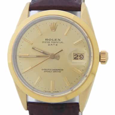 Mens Rolex Gold Shell Date Watch with Gold Champagne Dial 15505 (SKU 8369979BRAMT)