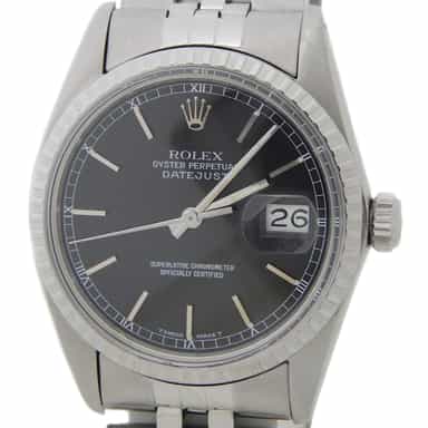 Mens Rolex Stainless Steel Datejust Watch Ref 16030 with Black Dial (SKU 7115241AMT)