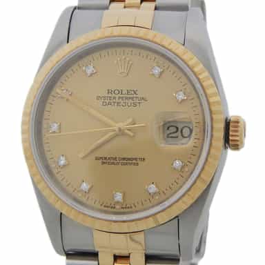 Mens Rolex Two-Tone Datejust Factory Diamond 16233 (SKU C113387AMT)