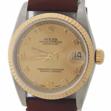 Mid Size Rolex Two-Tone 18K/SS Datejust 68273 Champagne Arabic Dial (SKU S195952AMT)