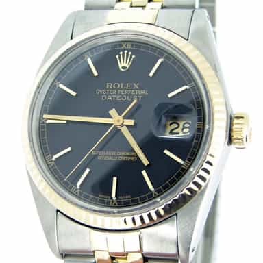 Mens Rolex Two-Tone 18K/SS Datejust Black 16013 (SKU BB6353653MT)