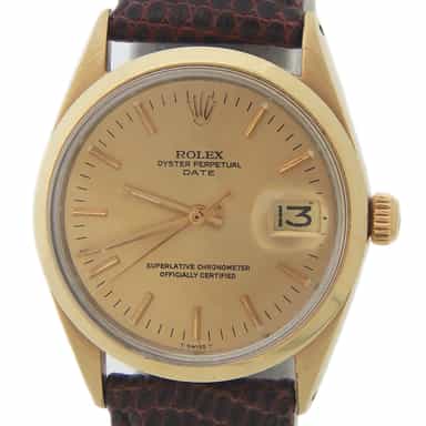 Mens Vintage Rolex 14K Gold Shell Date Watch Ref. 1550 with Gold Champagne Dial (SKU 3545511AMT)
