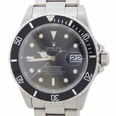 Mens Rolex Stainless Steel Submariner Watch Black Dial 16610 (SKU BLK16610AMT)