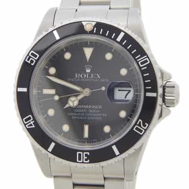 Mens Rolex Black Stainless Steel Submariner Watch Black Dial 16610 (SKU 16610FPAMT)