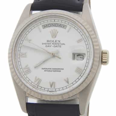 Mens Rolex 18K Day Date Watch Ref. 18039 with White Roman Dial (SKU 5812319FPAMT)