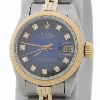 Ladies Rolex Two-Tone 18K/SS Datejust Blue Vignette Diamond 69173 (SKU 8133779FPAMT)