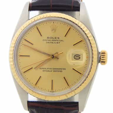 Mens Rolex Two-Tone Datejust 16013 Watch with Gold Champagne Dial (SKU 5626777AMT)