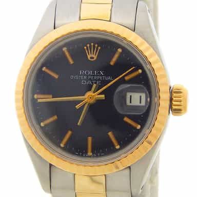 Ladies Rolex Two-Tone Date 6916 Watch with Black Dial (SKU 7064644AMT)