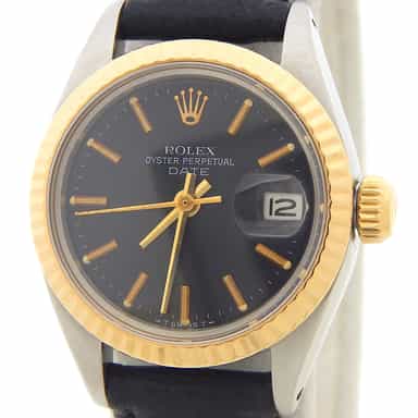 Ladies Rolex Two-Tone Date Watch Model Ref. 6916 with Black Dial (SKU 7064644BLAMT)