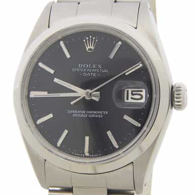 Mens Rolex Stainless Steel Date Model Ref. 1500 with a Black Dial (SKU 2353450AMT)