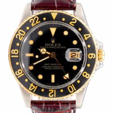 Mens Vintage Rolex Two-Tone GMT Master Watch 16753 Black (SKU L8956521AMT)